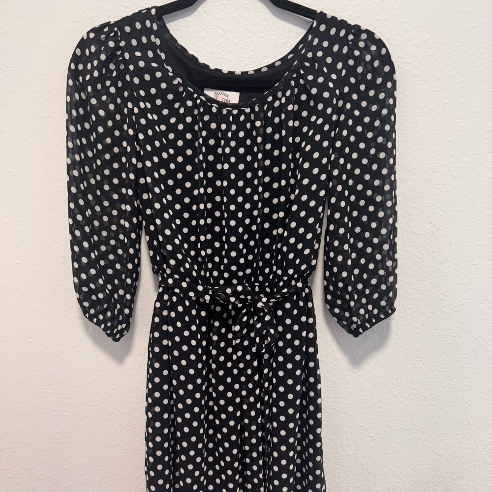 Sweet Storm Black White Polka Dot Dress Size Small